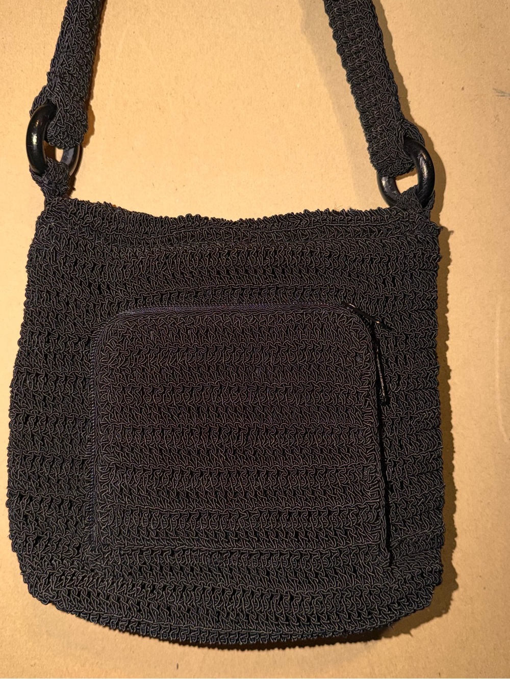 Black Beaded Crochet Crossbody Bag - Picture 4 of 7